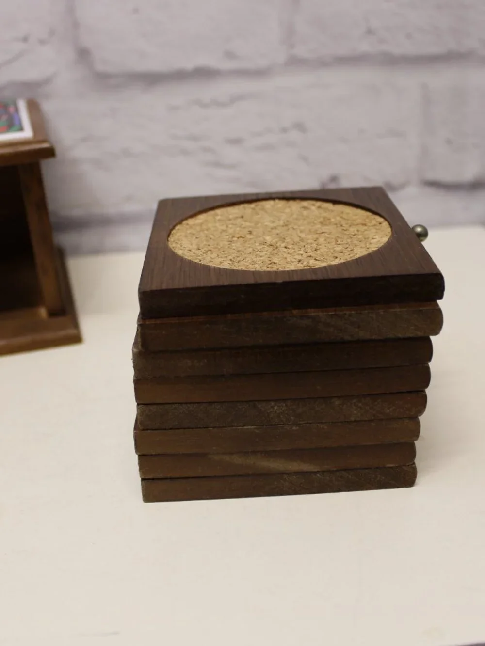 Vintage 1970s Fruit Themed Wooden Dresser Style Storage Coaster Set Box